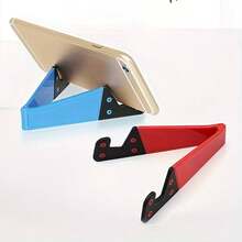3pcs Foldable V-Shape Phone Tablet Stand, Solid Color Plastic Portable Device Holder, Adjustable Angle Anti-Slip Mobile Support, Lightweight Pocket Sized Mount For Smartphones & Tablets, Hands-Free Accessory For Office, Bedroom & Travel Daily Use - C - View 3