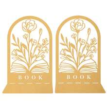 Hollow Metal Bookend With Natural Floral Pattern, Suitable For Organizing And Decorating Bookshelves And Bookcases, An Artistic Gift For Book Lovers, Bibliophiles And Office Workers - One Size - View 17