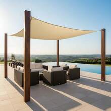 1pc Square Sun Shade Sail, Waterproof, 98% UV Protection, Sun Shade Canopy, Sun Shade Cover, Suitable For Patio, Garden, Swimming Pool, Outdoor Camping Tent, Includes DIY Installation Rope - Four Corner Curtains - View 6