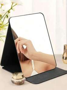 This Portable Foldable Makeup Mirror Is Made Of PU Leather, Suitable As A Gift, Travel Essential Or Daily Makeup Accessory. It Is An Excellent Birthday Gift, Mirror, Travel Essential, Holiday Essential, Room Decor Gift Or Back To School Gift. - Multicolor - View 3