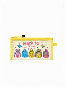 Tas Kosmetik Jala Bergaris Motif Kartun Kembali ke Sekolah, Kantong Alat Tulis Siswa 5 Warna dengan Resleting, Tas Penyimpanan Kosmetik dan Alat Tulis Portabel, Tas Perlengkapan Mandi Nilon dengan Resleting - Ringan, Dapat Menyimpan Tabir Surya, Camilan, Bikini, Dokumen, dan Perlengkapan Pantai - MultiWarna - View 9