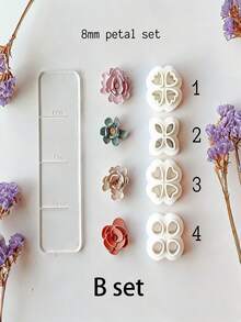 4/12Pcs Multi-Size Flower Petal Polymer Clay Cutters, 5/8/12mm Sizes With Acrylic Thickness Guides For Realistic Rose & Floral Earring Crafts - White - View 5
