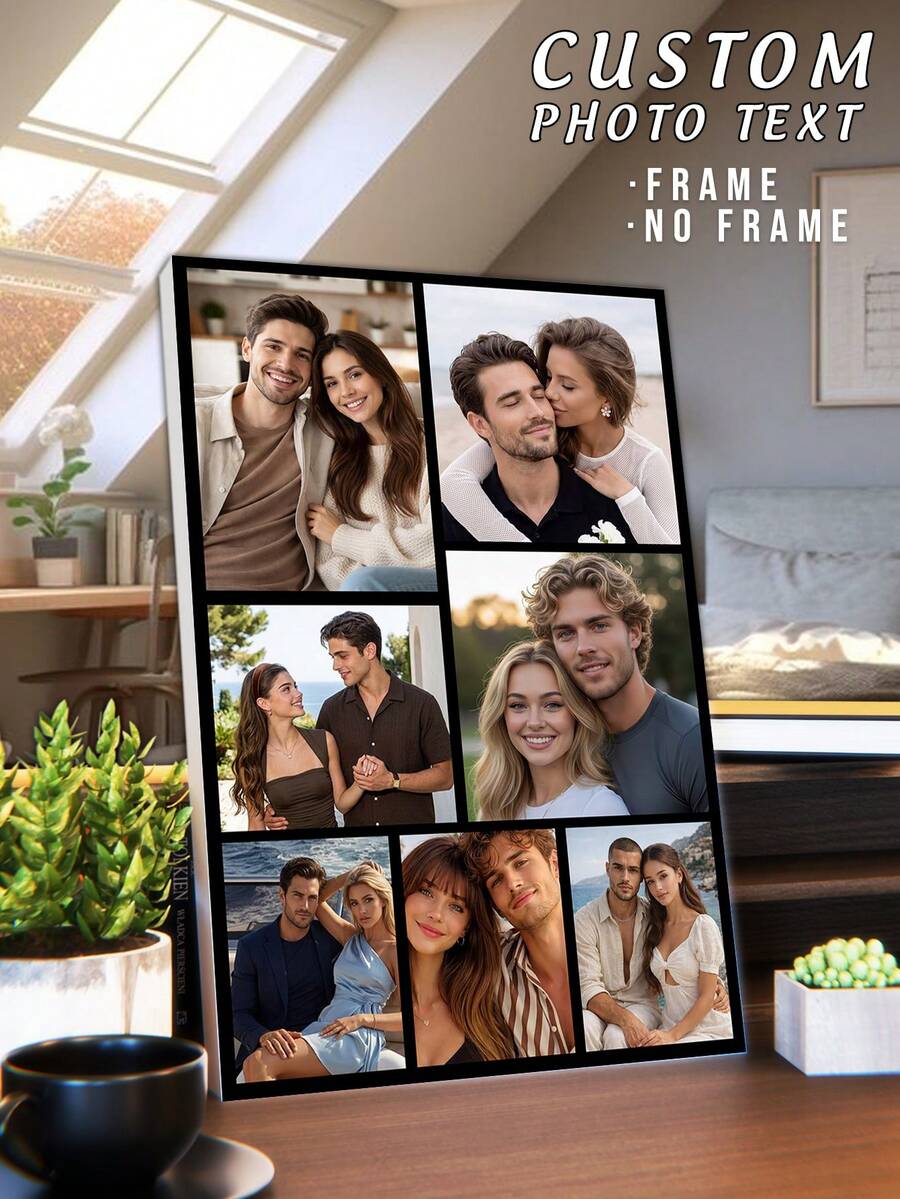 1pc Personalized Photo Canvas Print - Customized Wall Art With Your Photo, Suitable For Bedroom, Living Room, Wedding, Baby, Pet, Family, Love, Couple, Friend, Picture, Photo, Framed Wall Art, Christmas Gift, Best Friend Gift, Family Gift, Birthday Gift, Gift For Family/Friend/Girlfriend/Boyfriend - Style-4 - View 1
