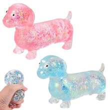 1pc Cute Transparent Shiny Dachshund Squeeze Toy, Maltose Material Slow Rebound Stress Relief Toy, Squishy Stress Relief Toy, Portable Shiny Dog Stress Ball, Suitable For Work, Back To School Season Relaxation, Daily Decoration - Multicolor - View 9