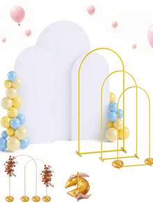 Party Arch Frame And Cover Set (Metal Arch Frame With White Arch Cover And Elastic Backdrop; Wedding Arch Frame Cover; Suitable For Birthday Party And Event Decoration) - Multicolor - View 1