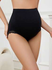 2pcs Women's Lace Trim Maternity & Postpartum Panties, Soft Comfortable High Waist Triangle Underwear - Multicolor - View 4