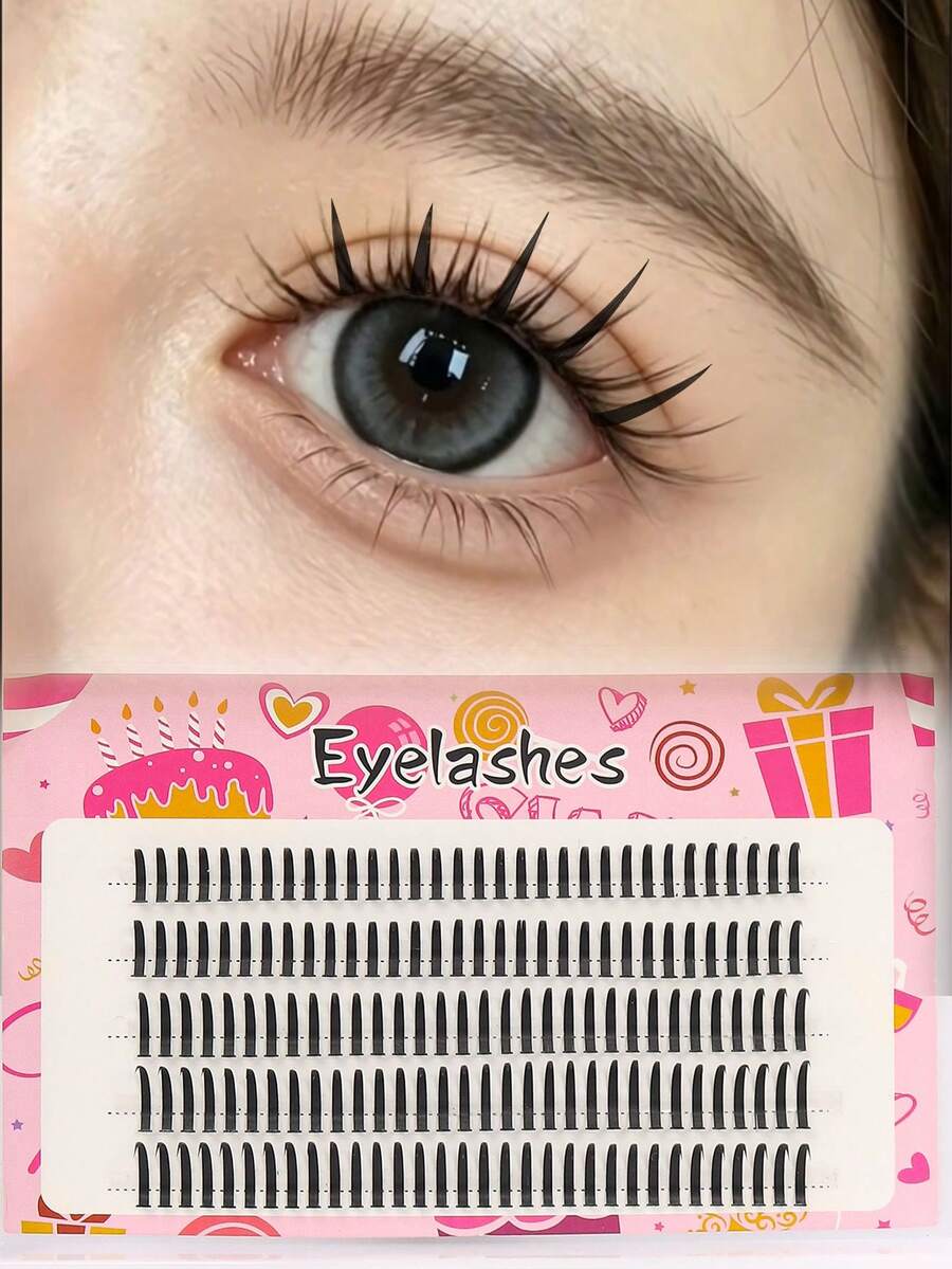 160 Clusters Large Fairy Faux Eyelashes, Single-Strand Single-Cluster Thick, Natural-Looking Ultra-Soft Curly Sunflower False Eyelashes