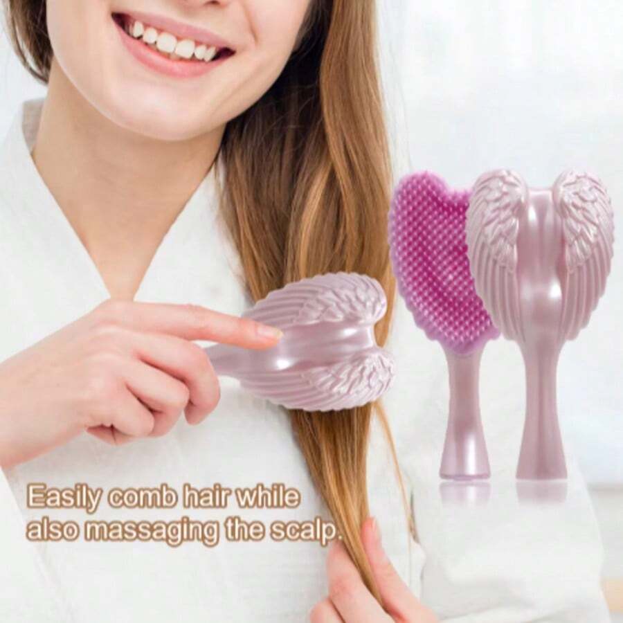 Sisir Rambut Mini Angel Profesional, Sisir Pijat Anti-Kusut, Anti-Statik, Anti-Frizz untuk Wanita, Alat Penataan Rambut Salon