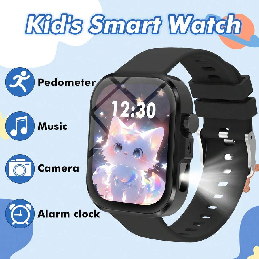 1 buah Jam Tangan Pintar Anak Unisex dengan Tali Silikon Lembut, Layar Sentuh Besar, Dilengkapi Kamera, Stopwatch, dan Fungsi Kalender, Gaya Sporty, Cocok untuk Pemakaian Sehari-hari, Hadiah untuk Anak-anak - MultiWarna - View 1