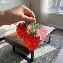 Giant Handmade Jelly Strawberry Soft & Crunchy Bead Filled Sticky Silicone Squeeze Toy, Realistic Food Dessert Stress Relief Toy For Adults, Party Gift, Soft Squishy Toy And Game, Soft Squeeze Game, Couple Game, Sliding Fake Adult Game, Skoshi - Multicolor - View 9