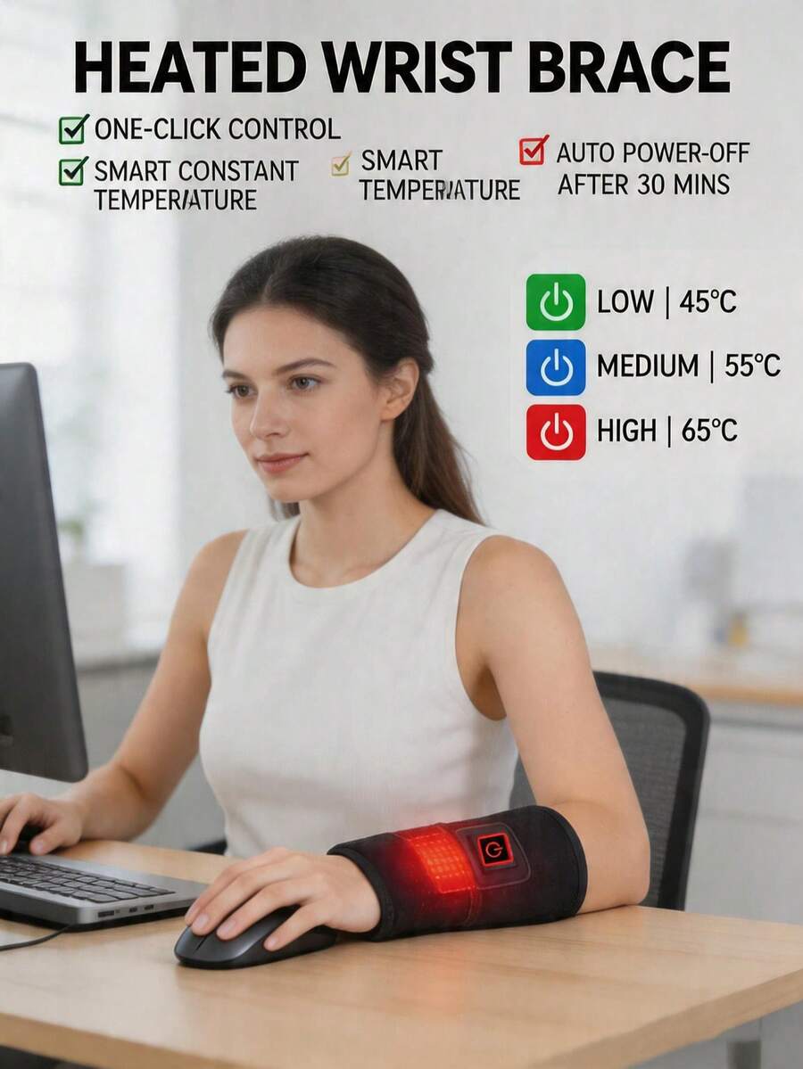 可調節透氣黑色電熱護腕帶,運動關節保護工具 - 查看 1