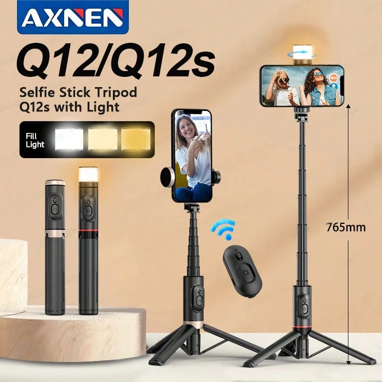 Foldable Wireless Selfie Stick Bluetooth Monopod With Fill Light,Multi-Angles Rotation Phone Holder With Remote Shutter,Stable Tripod Stand For Smartphone 16 15 14 13 12 Pro IOS Android - 查看 1