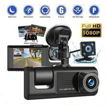 1 pièce Caméra de tableau de bord Full HD 1080P à double canal, enregistrement double avant et arrière, caméra de voiture DVR avec enregistrement en boucle, écran 2 pouces, capacité de batterie 150 mAh, carte SD non incluse - Noir - Voir 11