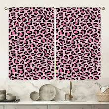 2pcs Purple Pink Leopard Print Lightweight Semi-Sheer Curtains, 90GSM Semi-Sheer Privacy Protection, Rod Pocket Installation, Quick Dry Fade-Resistant, Lightweight Washable, Suitable For Home, Room, Kitchen Decor And Space Partition - Multicolor - View 12