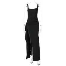 Vestido de noche largo estilo INS para mujer, moda de verano 2026, sexy, sin tirantes, sin espalda, con abertura alta. - Bronce - Ver 9