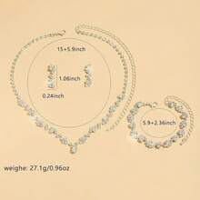 Joyería Juego De Collar Pulsera Pendientes Para Novia Mujer Plateado - Plateado - Ver 8