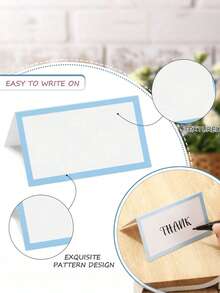30/10pcs Pink & Blue Gender Reveal Place Cards, Folded Table Cards, Perfect For Wedding Place Cards, Buffet Food Labels, Banquet Tables, Cocktail Parties And Name Cards, Boy/Girl Birthday Party Thank You & Blessing Cards, Baby Shower - Multicolor - View 7