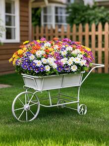 10pcs Artificial Outdoor Plastic Daisy Flower Bouquet, UV Resistant Faux Shrub Flowers, Suitable For Room Decor, Home Decor, Wedding Decor, Outdoor Decor, Party, Bridal Bouquet, DIY, Autumn Decor, Halloween, Christmas, Birthday, Mother's Day, Valentine's Day, Garden Decor - Multicolor - View 4