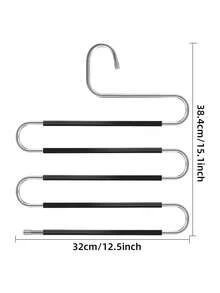 1/5pcs 5-Tier Multi-Function Anti-Slip S-Shaped Pants Hanger With PVC Anti-Slip - Black - View 6