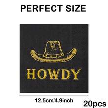 20/40/60入 西部派對餐巾紙 HOWDY 印花一次性雞尾酒餐巾紙，適用西部主題生日、Last Rodeo、單身派對用品、嬰兒淋浴裝飾 - 查看 8