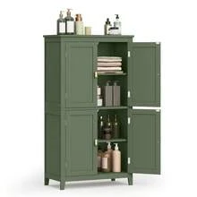 Bathroom Cabinet, Bathroom Cupboard, Kitchen Cabinet, With 4 Doors, Adjustable Shelves, 30 X 60 X 110 Cm, White MBBC552P31 - 白色 - 查看 9
