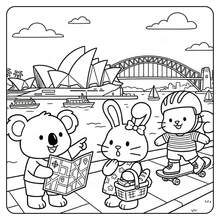 GDTME Cozy Travel Coloring Book, Cute Cartoon Animal Travel Scenes, Including Koala, Rabbit And Squirrel Picnic And City Landmark Illustrations, Suitable For Hand Coloring, Aesthetic Photo Props, Daily Stress Relief And Leisure Time - Coloring Book - View 6