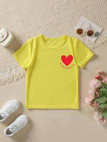 Camiseta de manga corta para el Día del Padre 'Summer Fashion Girls' con estampado de corazón y la frase 'DADDY'S LITTLE LOVE MY HEART BELONGS TO DADDY' y otros patrones de dibujos animados - Burdeos - Ver 2