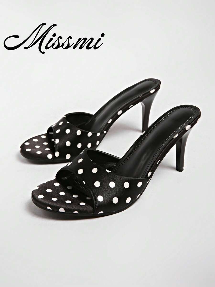 2026 Spring/Summer New Women's Mule Sandals With Medium-Thin Low Heel - Black - View 1