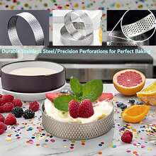 Perforated Tart Ring, Round Stainless Steel Non-Stick Metal Cake Ring, Suitable For Cookies And Fruit Tarts, Prevents Soggy Bottom, Ensures Even Baking - Multicolor - View 4