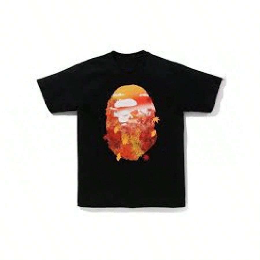 Camiseta de cuello redondo para hombre 100% algodón, camiseta casual blanca para hombre con estampado TECHNO - diseño de marco rectangular negro & rayas verticales, manga - Negro - Ver 1