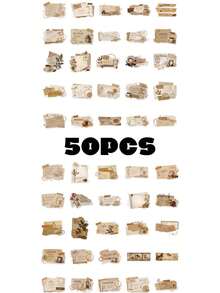 50 piezas, Pegatinas de diario de café para teléfono móvil, material PET, diseño creativo y estético, pegatina transparente, adecuada para fundas de teléfono móvil, tabletas, portátiles, maletas, coches, cuadernos, diarios escritos a mano, suministros de scrapbooking, útiles escolares - 50 piezas - Ver 12
