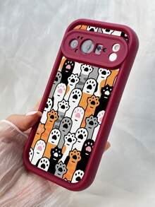 TJ147 Adorable Cat Paws Fully Enclosed For Drop Protection And Slip Resistance Features Angel Eye TPU Soft Case For  A38 A18 A15S A16S A17K A54 A58 A5i A5 Pro A5X A60 A74 A79 A57 A78 A35 A53 Find X8 Reno7 10 12 11 13 14 Pro 4F 11F 12F 12FS 13F 14F 4Z 5Z 6Z 7Z 8Z For Redmi 12 13 9C 10C 12C 13C 14C Note 9 10 11 12 13 14 Pro 10S 11S 12S 14S For Poco M6 M7 X7 For Honor X9C Magic7 Lite For Galaxy S26 Ultra For Pixel 7 For  V30 Lite For  Phone Case - 酒紅色 - 查看 4