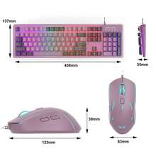 Combo de Teclado y Ratón para Juegos, Teclado K1 con Retroiluminación LED Arcoíris de 104 Teclas, Compatible con Computadora/PC/Portátil (Grosella Negra) - Grosella negra - Ver 5