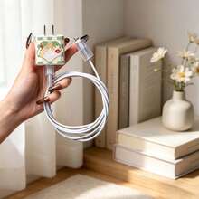 1 Set Transparent Square Flower/Cherry/Strawberry/Butterfly Design Data Cable Protector Sleeve Compatible With IPhone/Apple 18-20W Charger Protective Case Cover To Prevent Breakage - Multicolor - View 3