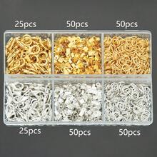 250pcs/Box DIY Jewelry Findings Assortment Including Lobster Clasps, Crimp Ends, Jump Rings, Open Connectors, Tongue Buckles, Key Rings, End Caps, Leather Cord Clamps, Etc. For DIY Bracelets, Anklets, Necklaces, Bag Charms, Jewelry Making Accessories - Accessory Set - View 10