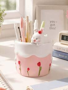 Cute Bow Tie Pen Holder, Creative Desktop Pen Holder, Pencil Stationery Storage Box, Desktop Accessory Storage Box, Classroom Storage Tool, Back To School Supplies, Home Office Desktop Decor, Multi-Function Pen Holder Stand - Multicolor - View 2