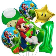 6pcs Kids Birthday Party Home Background Decoration Cartoon Super Brothers Game Aluminum Foil Balloons - Multicolor - View 2