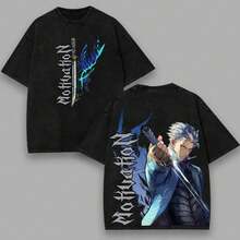 2026 Cup Album. Men's Vintage Casual Short Sleeve T-Shirt With Vergil, The Alpha And Omega Graphic Print, Streetwear, Domestic Shipping. - 黑色 - 查看 1