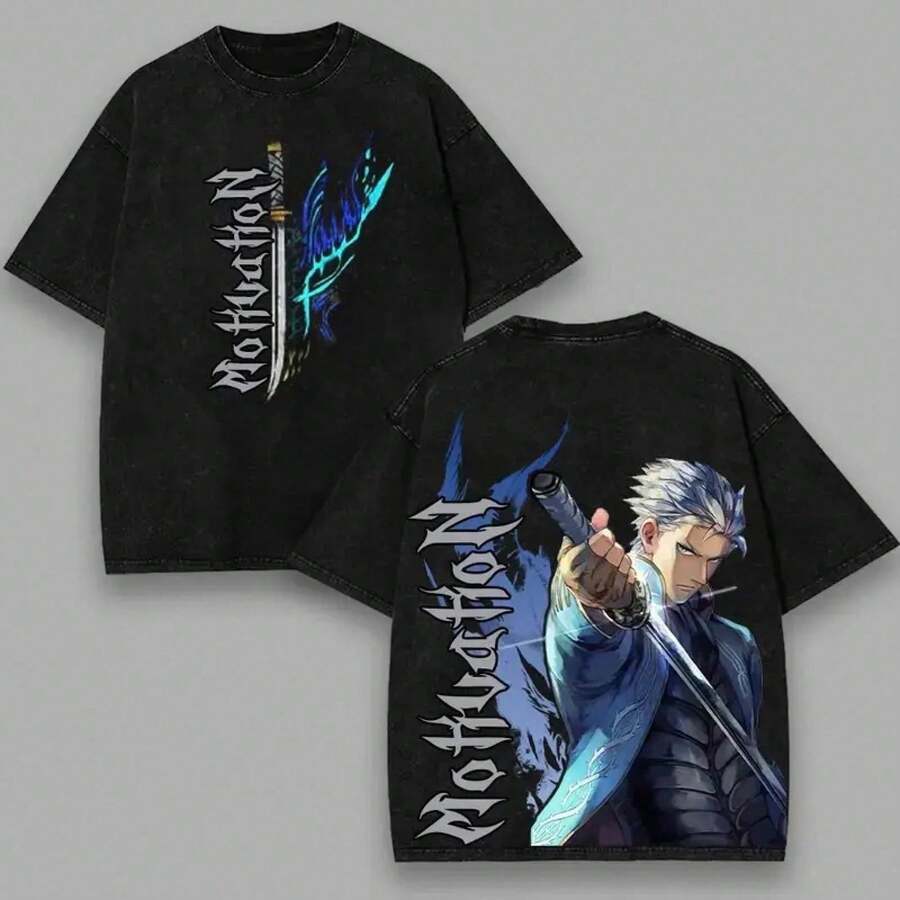 2026 Cup Album. Men's Vintage Casual Short Sleeve T-Shirt With Vergil, The Alpha And Omega Graphic Print, Streetwear, Domestic Shipping. - 黑色 - 查看 1