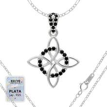 925 Sterling Silver Chain With Witch's Knot Pendant For Women - 黑色 - 查看 1