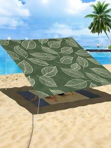 1pc Plant Leaf Floral Print Design Sunshade Awning, Outdoor Shade Cloth And Canopy, 2D Flat Printed Tent, Washable, Suitable For Garden, Camping, Beach, Yard, Poolside And More, Poles Not Included - Multicolor - View 53