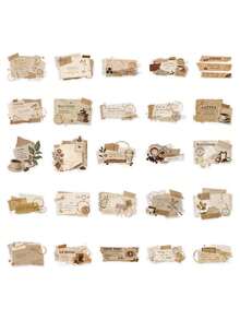 50 piezas, Pegatinas de diario de café para teléfono móvil, material PET, diseño creativo y estético, pegatina transparente, adecuada para fundas de teléfono móvil, tabletas, portátiles, maletas, coches, cuadernos, diarios escritos a mano, suministros de scrapbooking, útiles escolares - 50 piezas - Ver 4