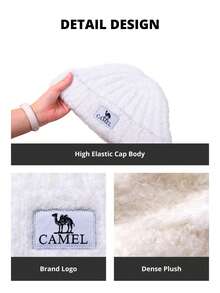 CAMEL CROWN Women's Knitted Knit Hat, Winter Warm Windproof Beanie, Autumn/Winter Face-Covering Small Knitted Hat - White - View 5