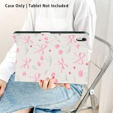 Pink Bow, Heart, Cherry Pattern, 1pc Flip Cover Tablet Protective Case With Pen Slot, Compatible With Honor 8/9/10/X8/X8A/X9/X8Pro/X9Pro, MatePad Se 11 Inch/MatePad 11 Inch/11.5 Inch, MatePad Pro, Apple 10th/11th Gen 2025 (A16), Galaxy Tab A7/A9 And Other Popular Models - Style 12 - View 4