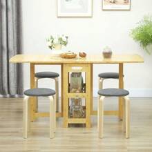 Set Of 4 Dining Stools, Round Stackable Stools, Linen-Look Kitchen Stools, Upholstered Stools For Dining Room, Living Room, Kitchen, Grey - Grey - View 7