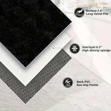 Large Shaggy Area Rug For Living Room & Bedroom – Stain-Resistant Fluffy Carpet With 1.4 In High Pile, Plush Aesthetic Throw Rug, Non-SIip Rubber Backing Complimentary 4 Anti-SIip Pads, Durable Edge Stitching – Cozy Minimalist Decor – Great Gift - Black - View 5