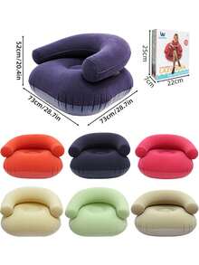 1/4pcs Portable Inflatable Single Person U-Shaped Sofa With Armrests And Backrest, Flocked PVC Material, Lightweight, All-Season Leisure Style, Unisex Adult Model, Suitable For Indoor, Garden, Beach, Camping, Picnic - Multiple Styles - View 8