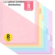 6/8/12pcs Durable Multi-Color Plastic Binder Dividers Set With Labels, 3-Hole Punched Letter Size Page Dividers For Office And Organization, Assorted Colors, 8-Piece Polypropylene Divider Set With Pockets, 3-Ring Binder Labels, Themed Divider With Pockets, Premium Notebook Inserts, Vibrant Multi-Color - Multicolor - View 14