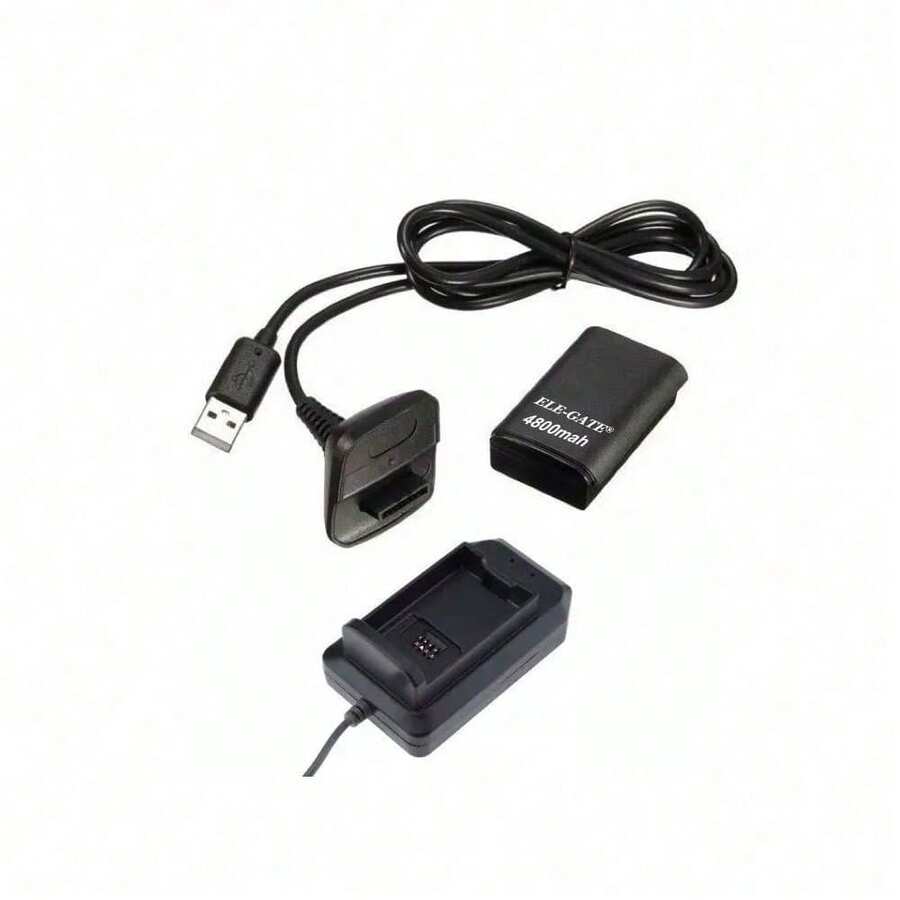 360 Battery Kit, Charger, Cable, Charge & Play - Black - View 1