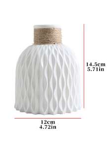 Jarrón de onda de agua creativo, material resistente a caídas, jarrón de decoración floral, textura geométrica combinada con cuerda de cáñamo, a prueba de fugas, adecuado para flores secas, flores frescas. Textura mate, adecuado para muchas festividades, gran regalo. - Ver 12